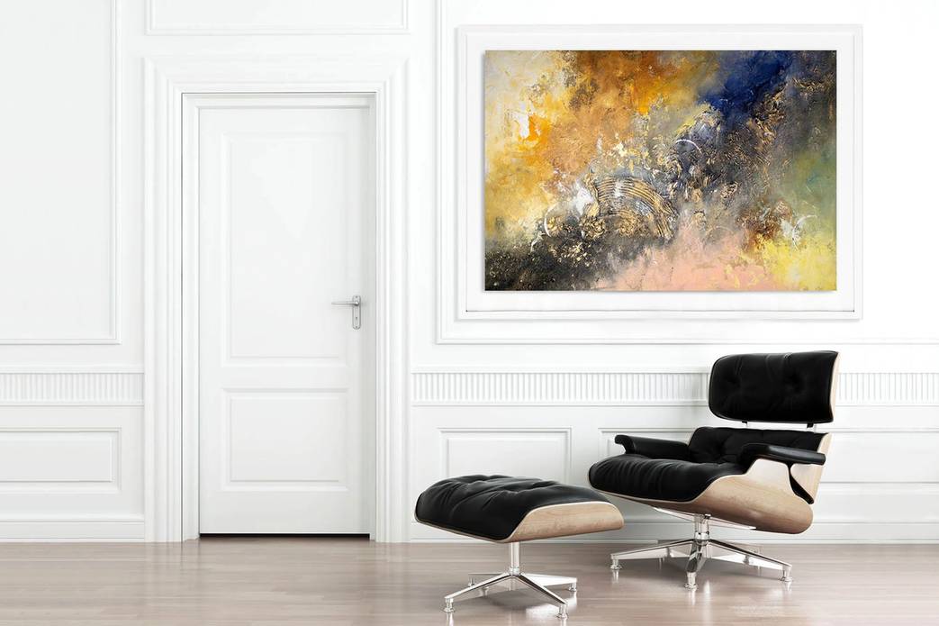Size Original Hand-painted Room Yellow You Abstract Canvas Artwork KPEI3